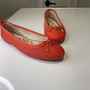 Sam Edelman Orange Textured Flats with Bow